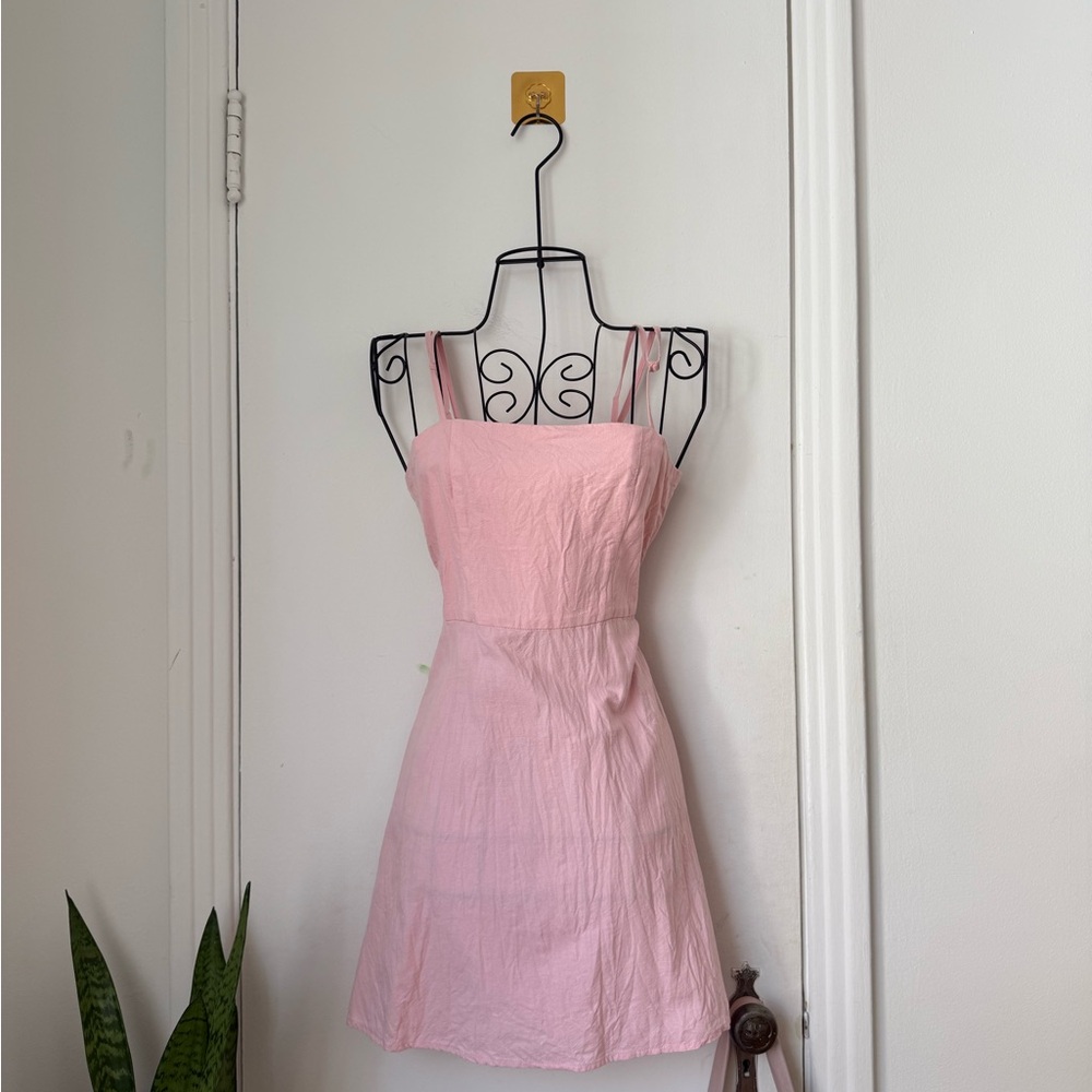 by the way. Pink Sleeveless Square Neck Mini Sundress